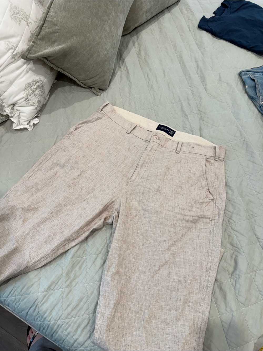 Abercrombie & Fitch Light Beige Linen-Blend Chinos